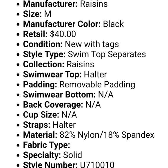 NWT RAISINS Fly away flounce Hamptons Halter swim top - Picture 3 of 3